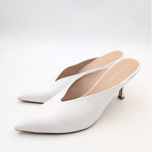Stuart Weitzman Lula Pointed Toe Heel Pump Women's White Size US10B EU40.5 - Picture 1 of 13